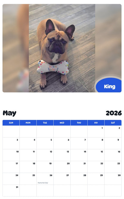 2026 - 2027 King - Pawidols Pet Calendar