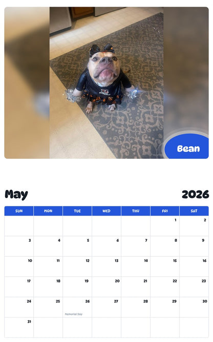 2026 - 2027 Bean - Pawidols Pet Calendar