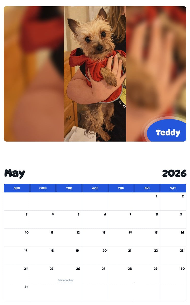 2026 - 2027 Teddy - Pawidols Pet Calendar