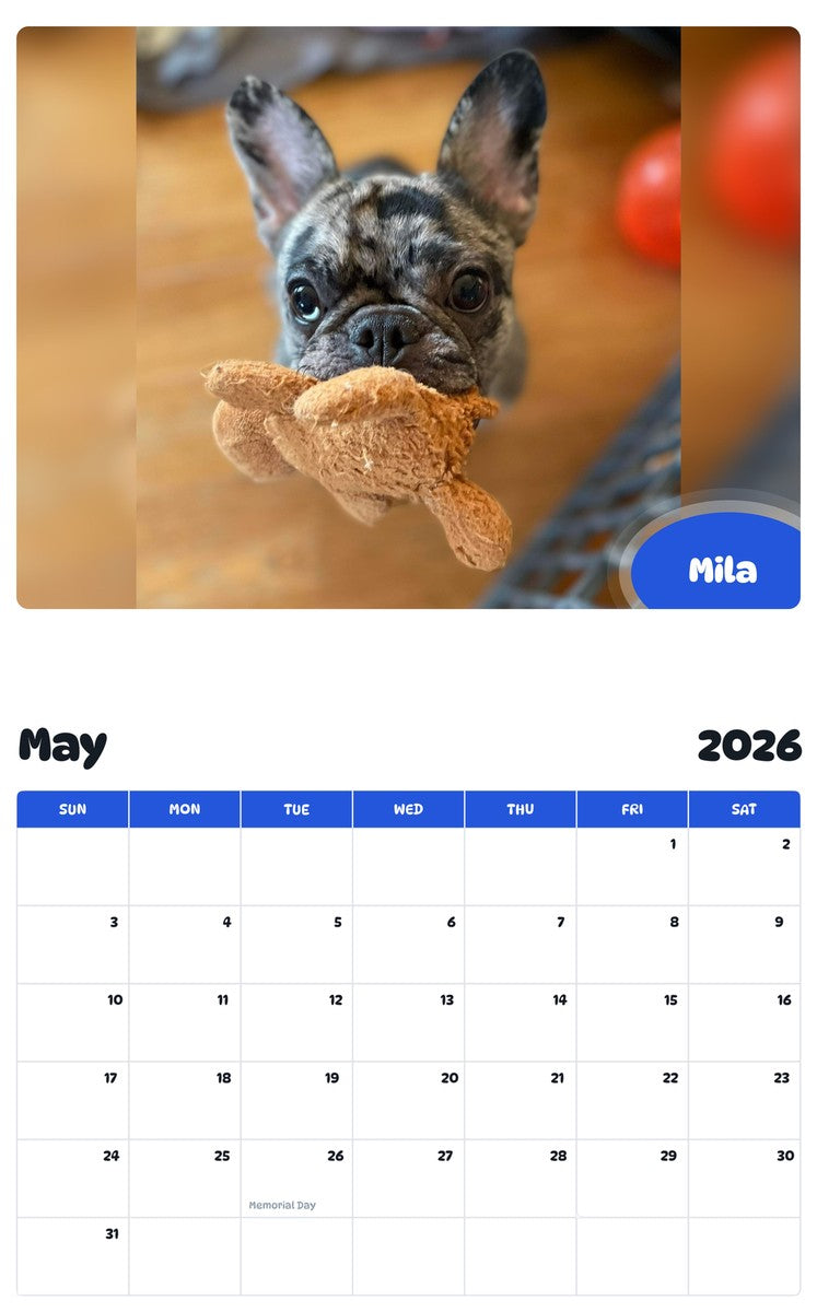 2026 - 2027 Mila - Pawidols Pet Calendar