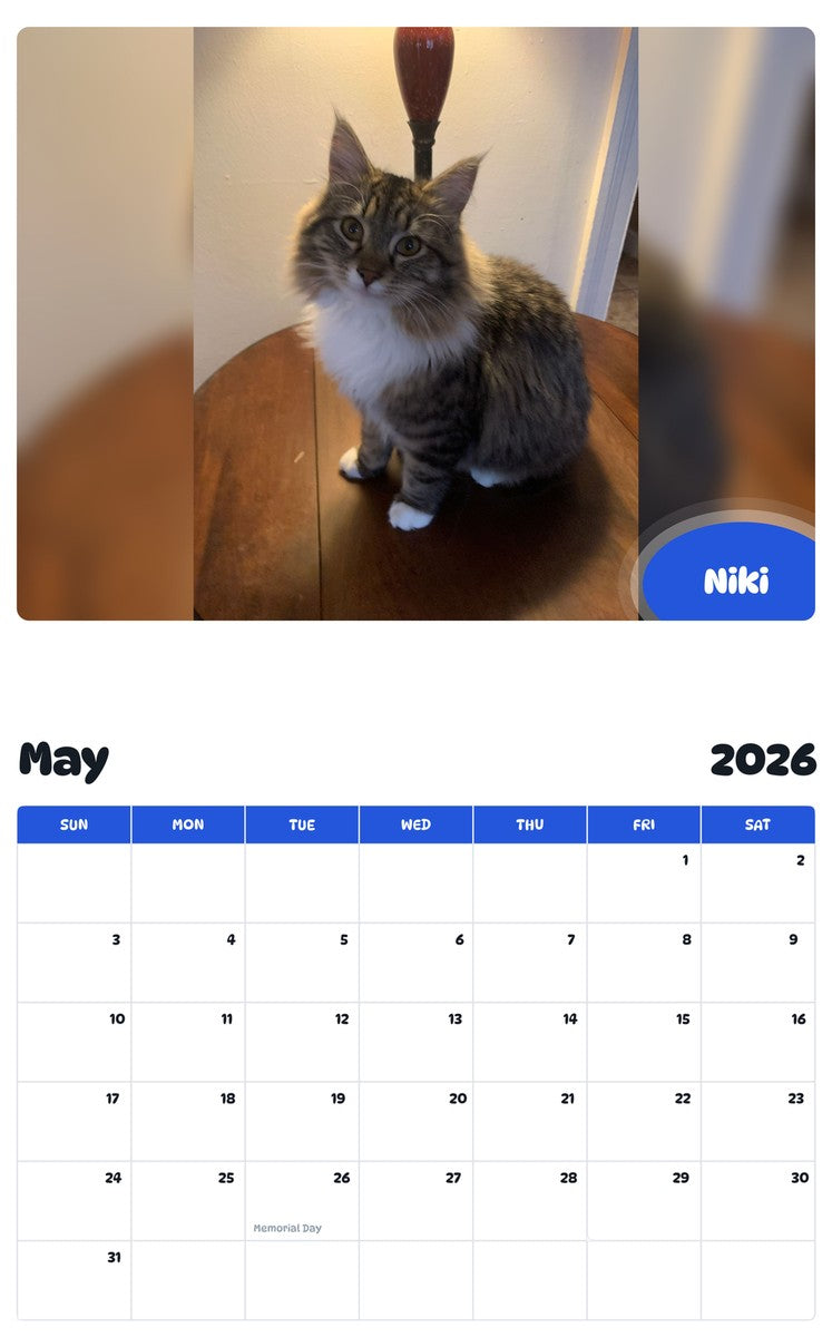 2026 - 2027 Niki - Pawidols Pet Calendar