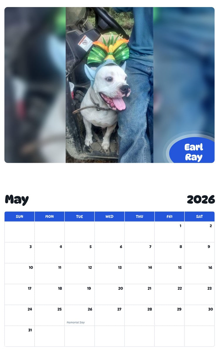 2026 - 2027 Earl Ray - Pawidols Pet Calendar