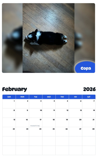 October 2025 - September 2026 Copa - Pawidols Pet Calendar