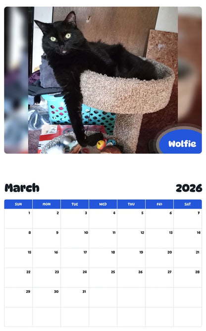 November 2025 - October 2026 Wolfie - Pawidols Pet Calendar