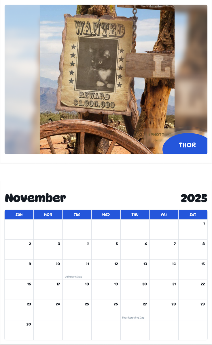 July 2025 - June 2026 Thor - Pawidols Pet Calendar