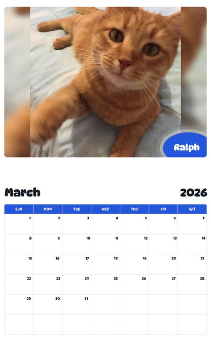 November 2025 - October 2026 Ralph - Pawidols Pet Calendar