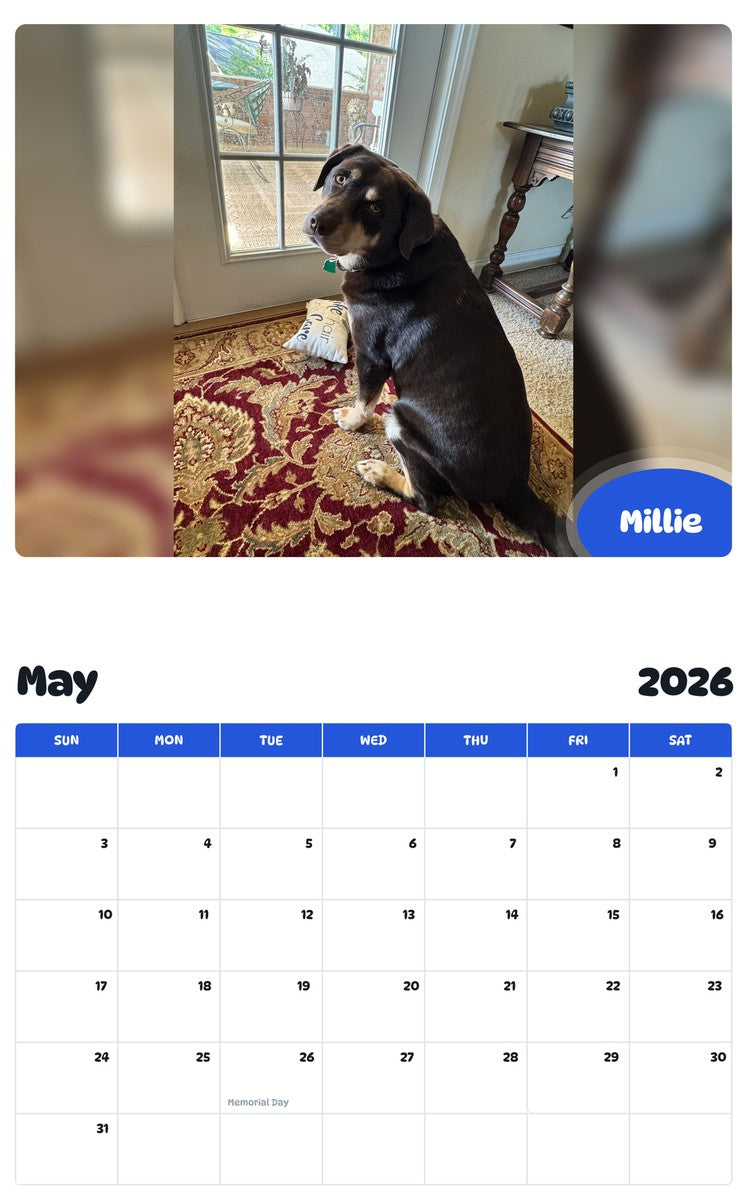 2026 - 2027 Millie - Pawidols Pet Calendar