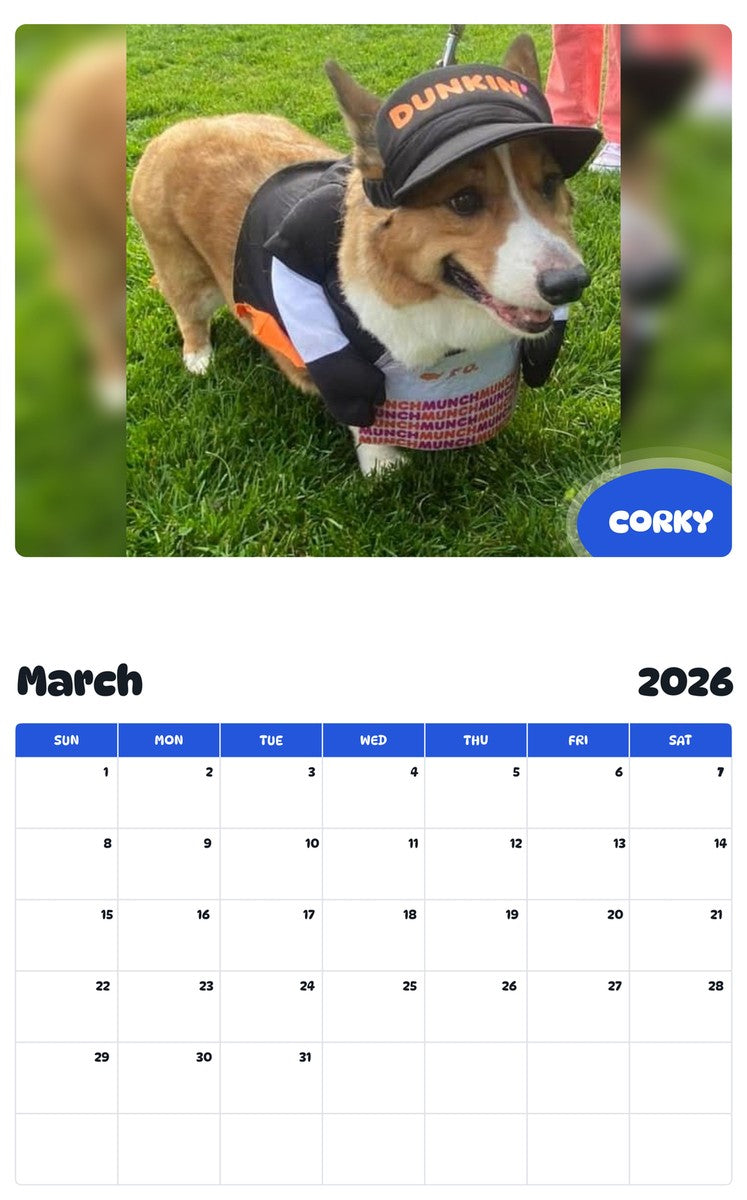 November 2025 - October 2026 CORKY - Pawidols Pet Calendar