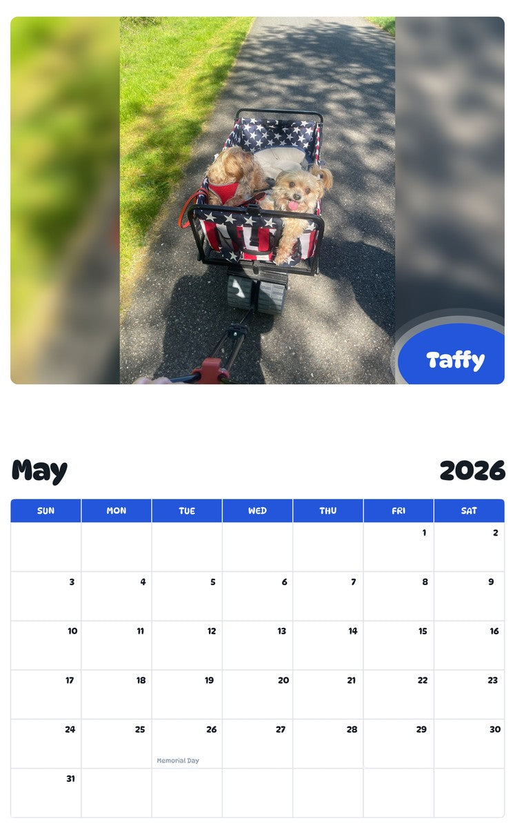 2026 - 2027 Taffy - Pawidols Pet Calendar