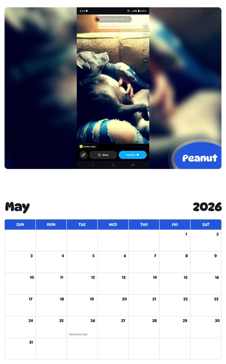 2026 - 2027 Peanut - Pawidols Pet Calendar