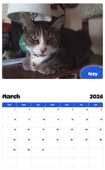 November 2025 - October 2026 Izzy - Pawidols Pet Calendar