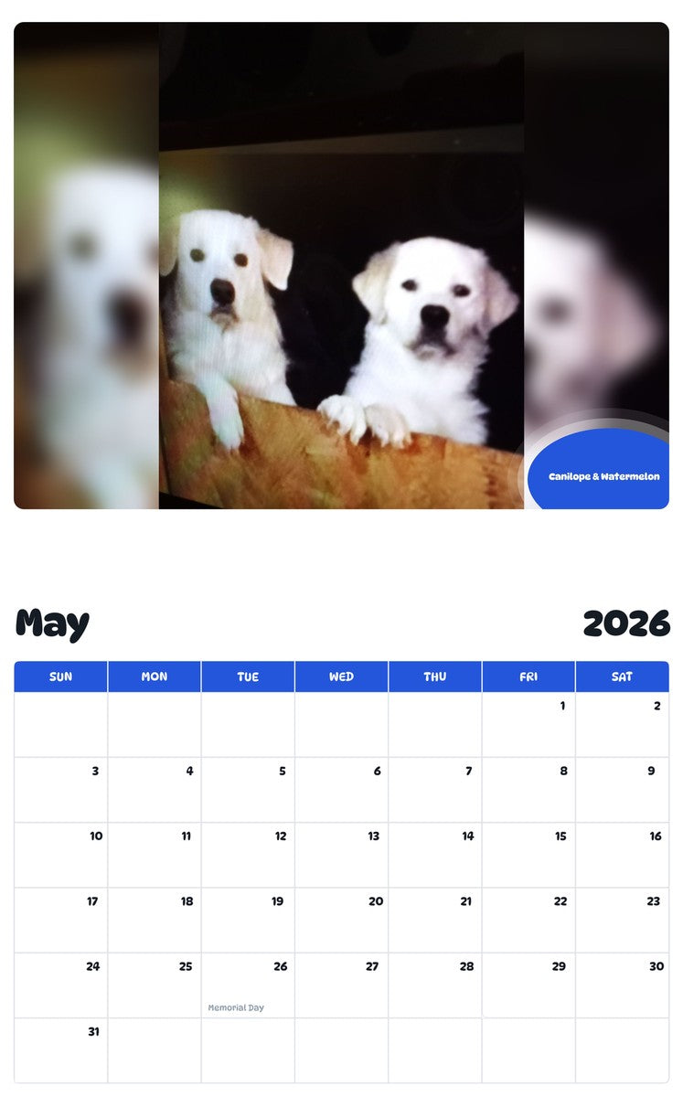 2026 - 2027 Canilope & Watermelon - Pawidols Pet Calendar