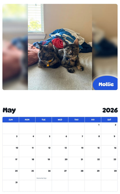 2026 - 2027 Mollie - Pawidols Pet Calendar