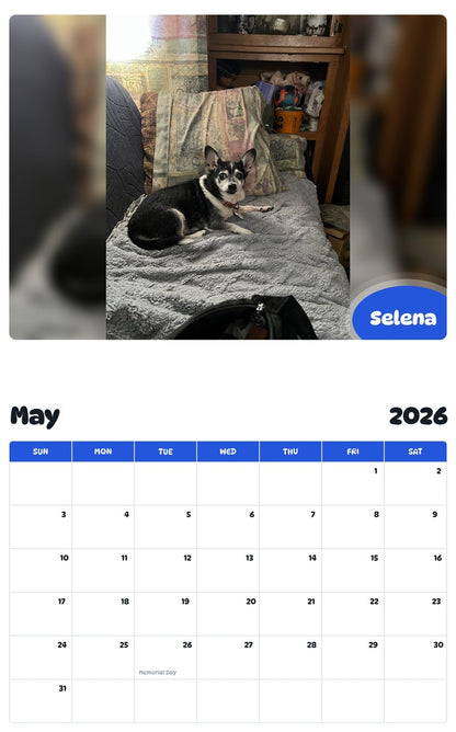 2026 - 2027 Selena - Pawidols Pet Calendar