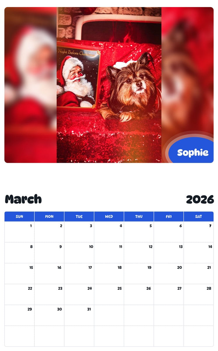 November 2025 - October 2026 Sophie - Pawidols Pet Calendar