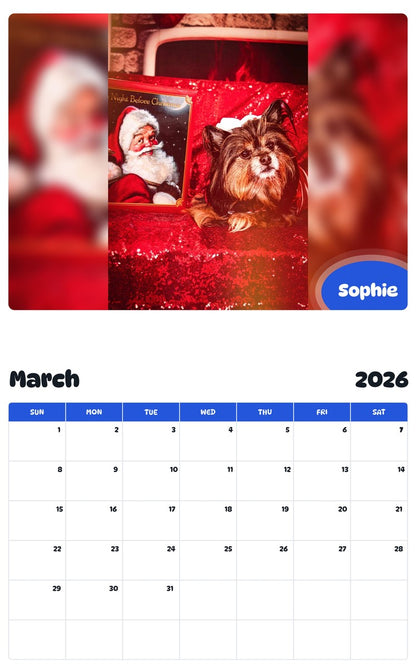 November 2025 - October 2026 Sophie - Pawidols Pet Calendar