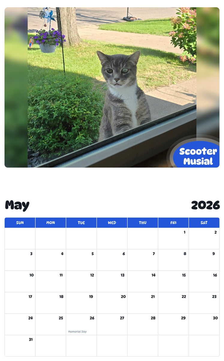 2026 - 2027 Scooter Musial - Pawidols Pet Calendar