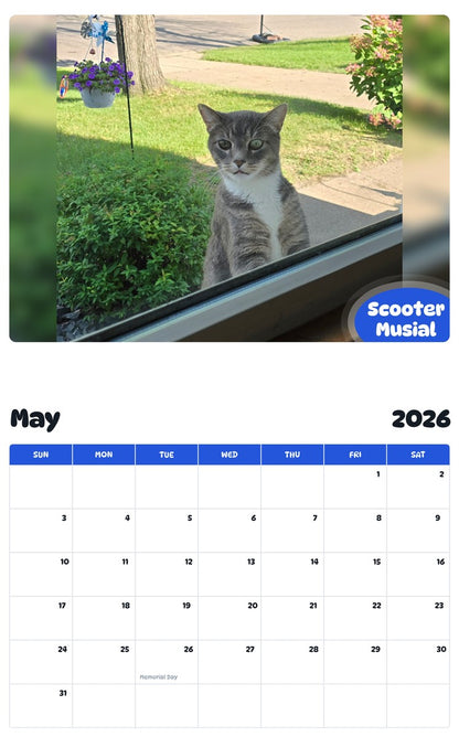 2026 - 2027 Scooter Musial - Pawidols Pet Calendar