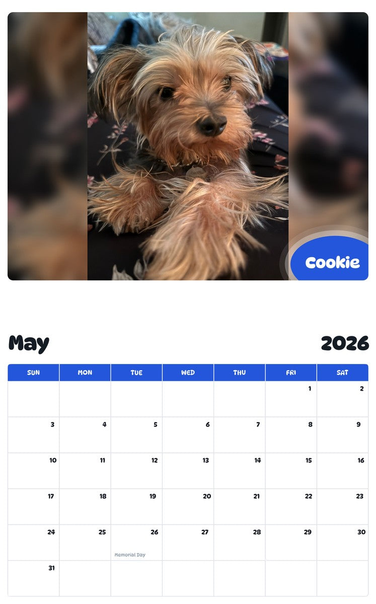 2026 - 2027 Cookie - Pawidols Pet Calendar