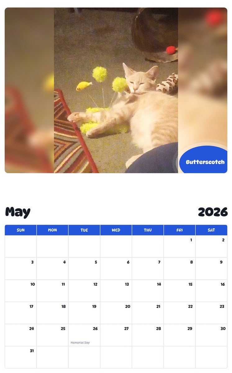 2026 - 2027 Butterscotch - Pawidols Pet Calendar