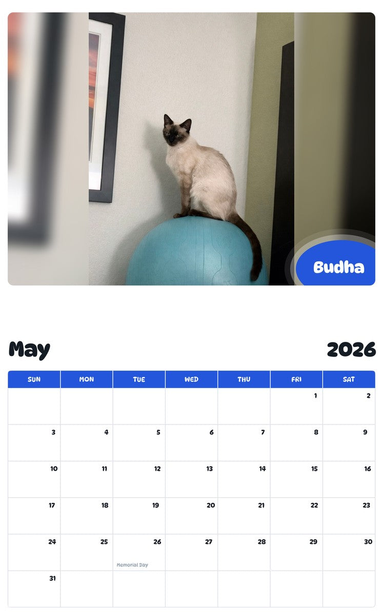 2026 - 2027 Budha - Pawidols Pet Calendar