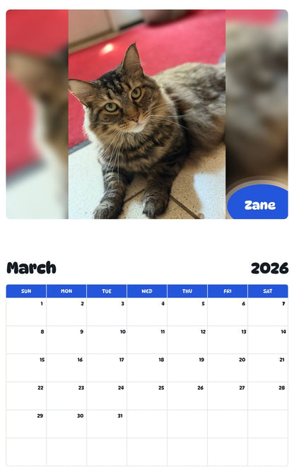 November 2025 - October 2026 Zane - Pawidols Pet Calendar