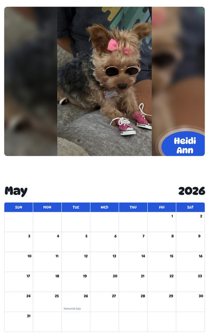 2026 - 2027 Heidi Ann - Pawidols Pet Calendar