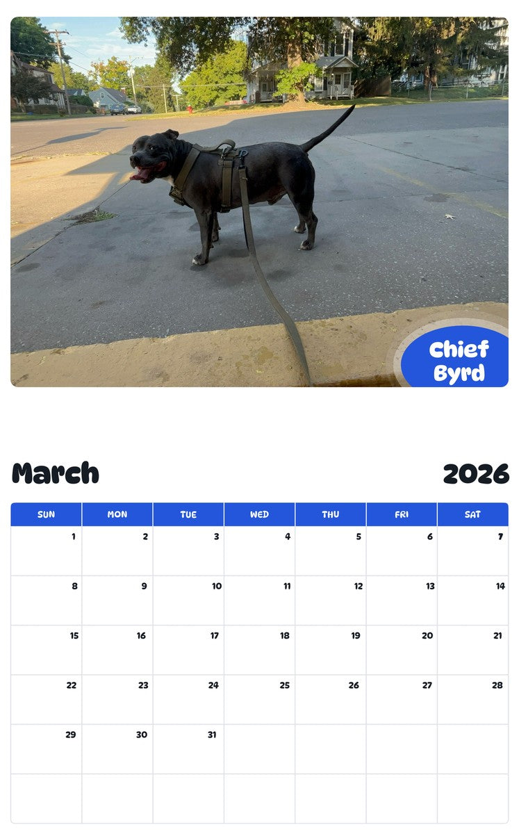November 2025 - October 2026 Chief Byrd - Pawidols Pet Calendar
