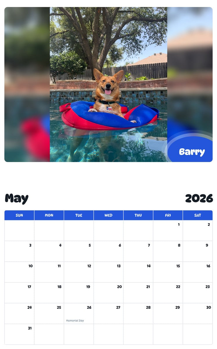 2026 - 2027 Barry - Pawidols Pet Calendar