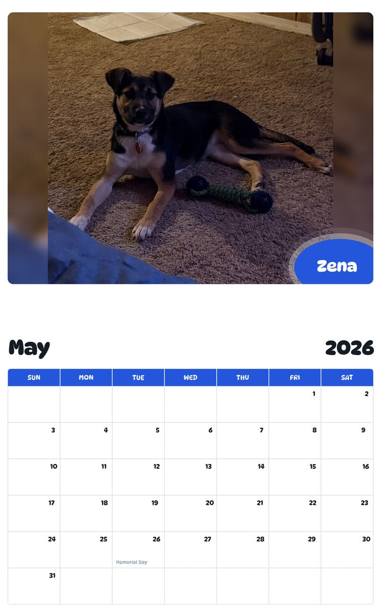 2026 - 2027 Zena - Pawidols Pet Calendar