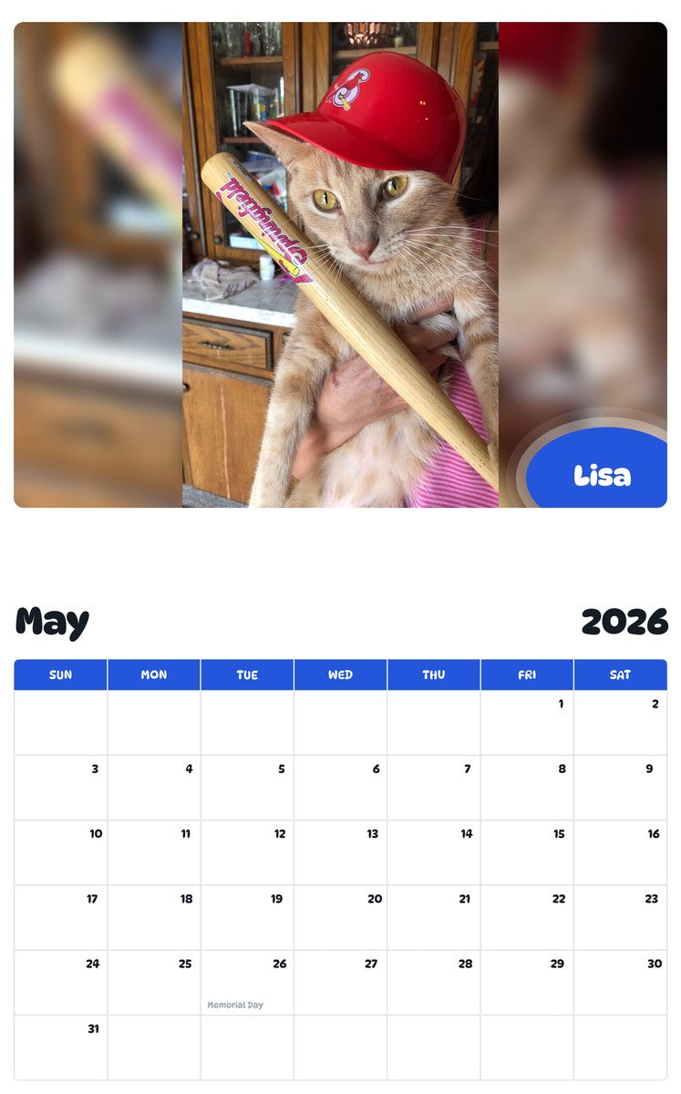 2026 - 2027 Lisa - Pawidols Pet Calendar