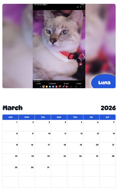 November 2025 - October 2026 Luna - Pawidols Pet Calendar