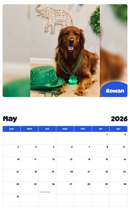 2026 - 2027 Rowan - Pawidols Pet Calendar