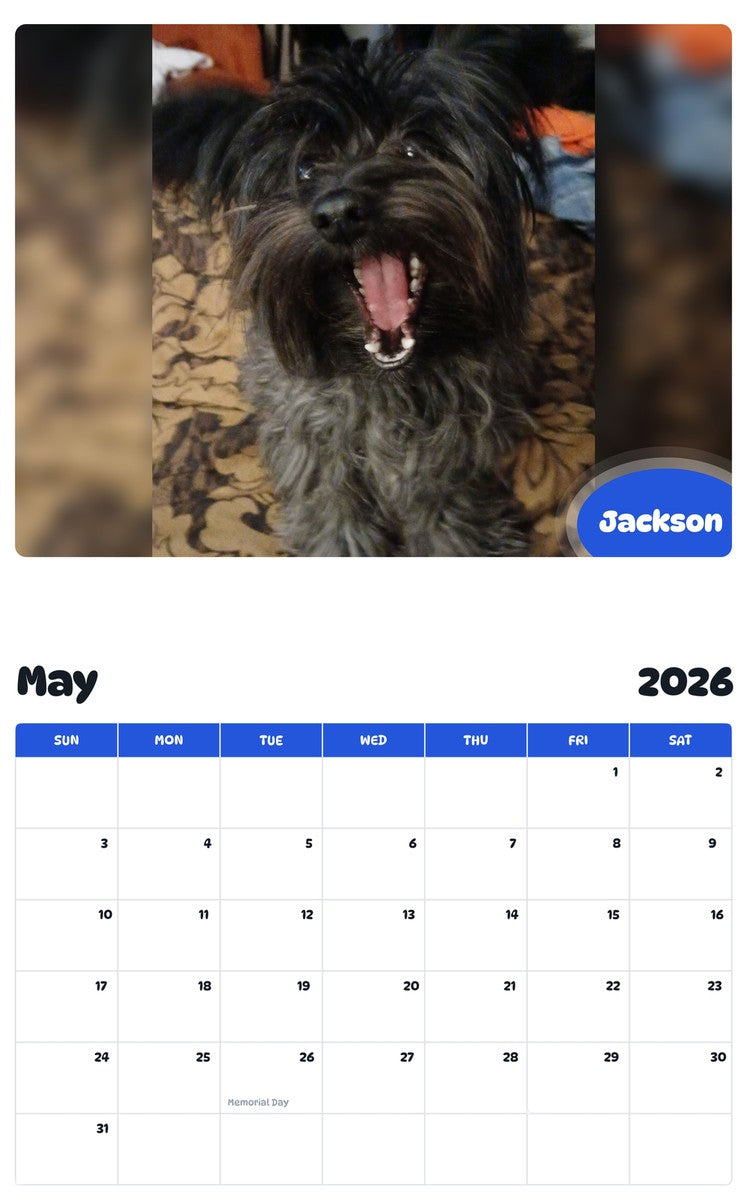 2026 - 2027 Jackson - Pawidols Pet Calendar