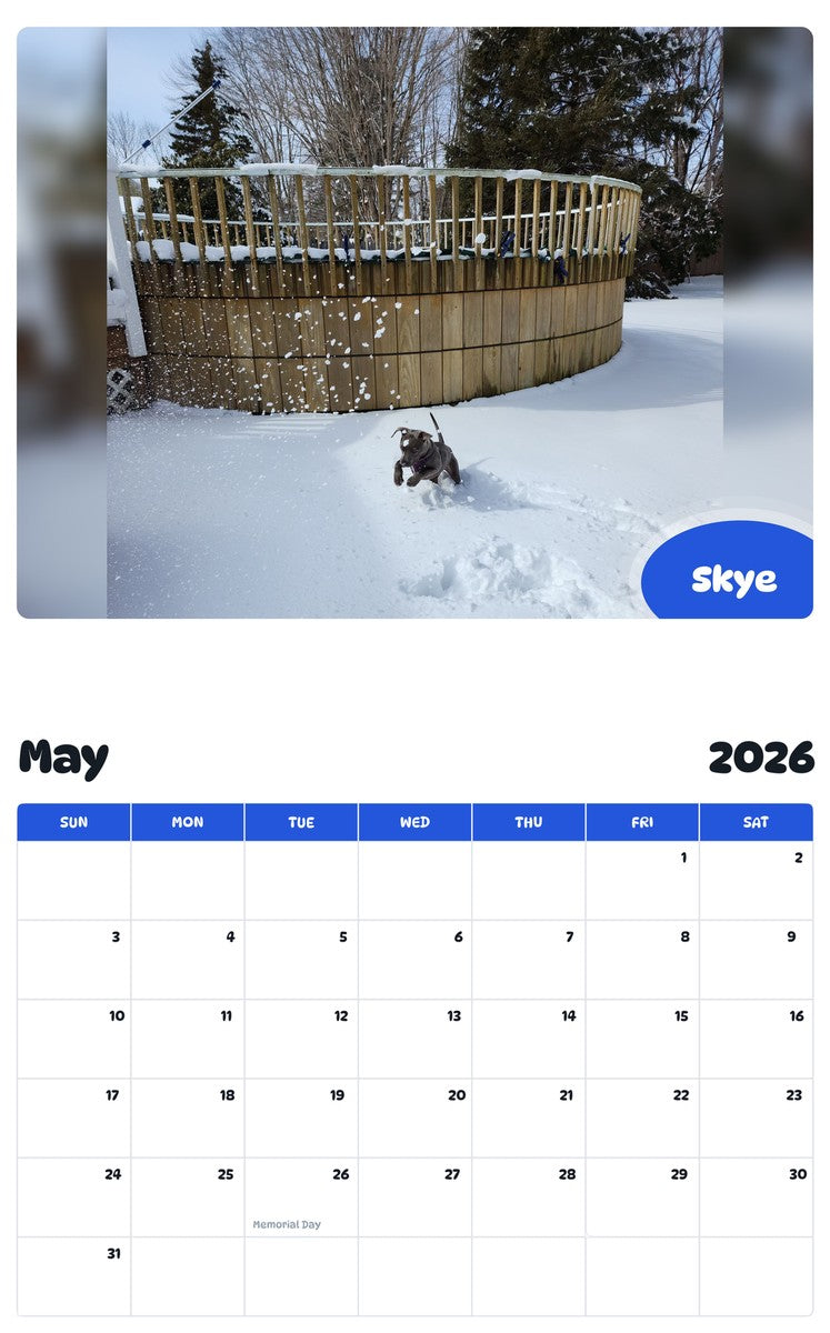 2026 - 2027 Skye - Pawidols Pet Calendar
