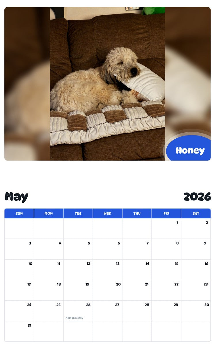 2026 - 2027 Honey - Pawidols Pet Calendar