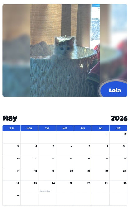 2026 - 2027 Lola - Pawidols Pet Calendar