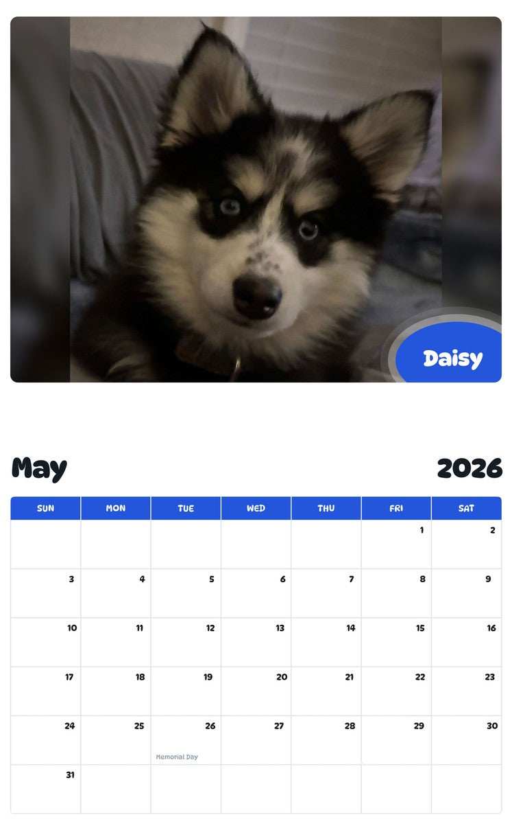 2026 - 2027 Daisy - Pawidols Pet Calendar