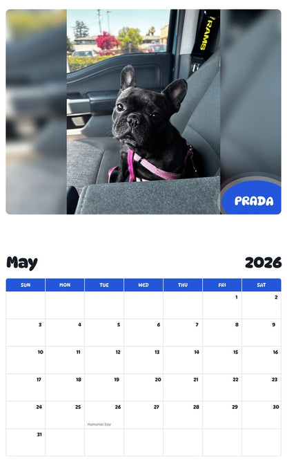 2026 - 2027 PRADA - Pawidols Pet Calendar