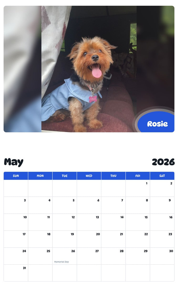 2026 - 2027 Rosie - Pawidols Pet Calendar