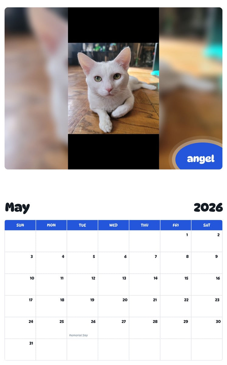 2026 - 2027 angel - Pawidols Pet Calendar