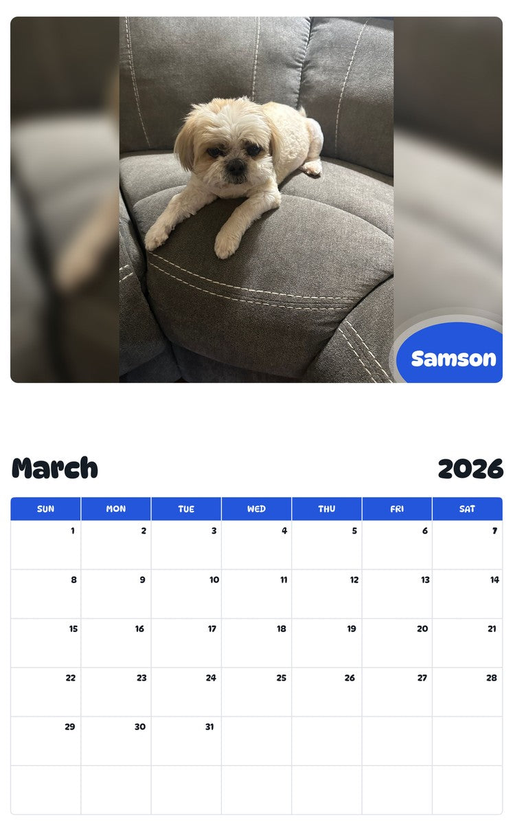 November 2025 - October 2026 Samson - Pawidols Pet Calendar