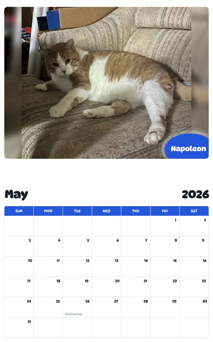 2026 - 2027 Napoleon - Pawidols Pet Calendar