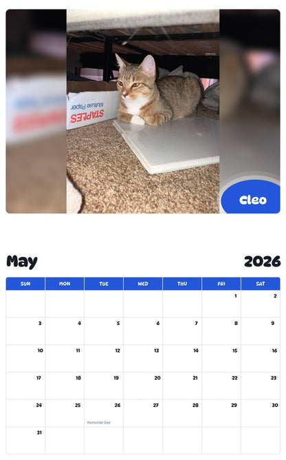 2026 - 2027 Cleo - Pawidols Pet Calendar