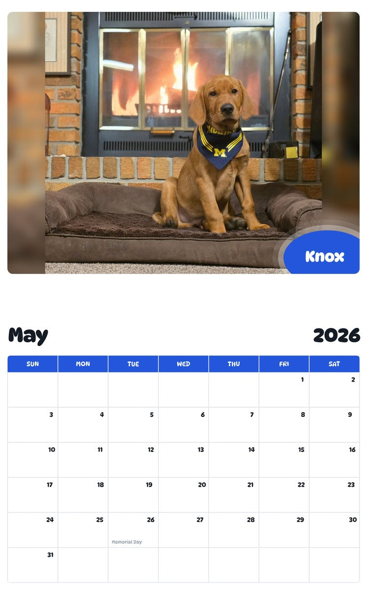2026 - 2027 Knox - Pawidols Pet Calendar