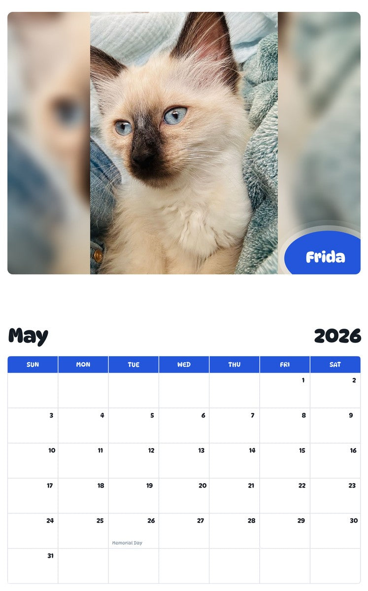 2026 - 2027 Frida - Pawidols Pet Calendar