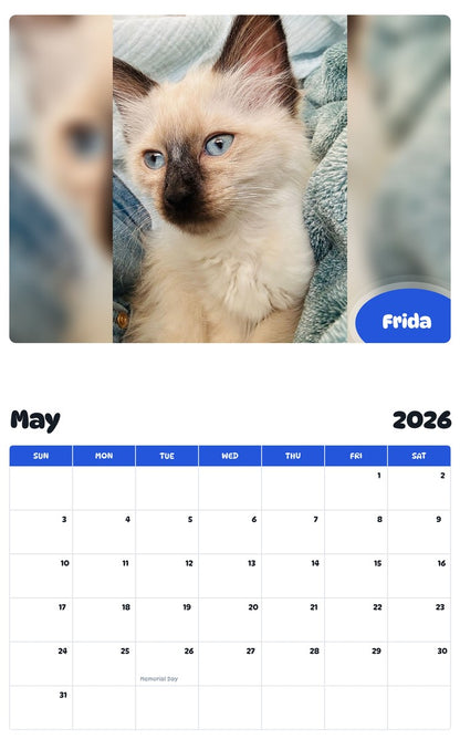2026 - 2027 Frida - Pawidols Pet Calendar