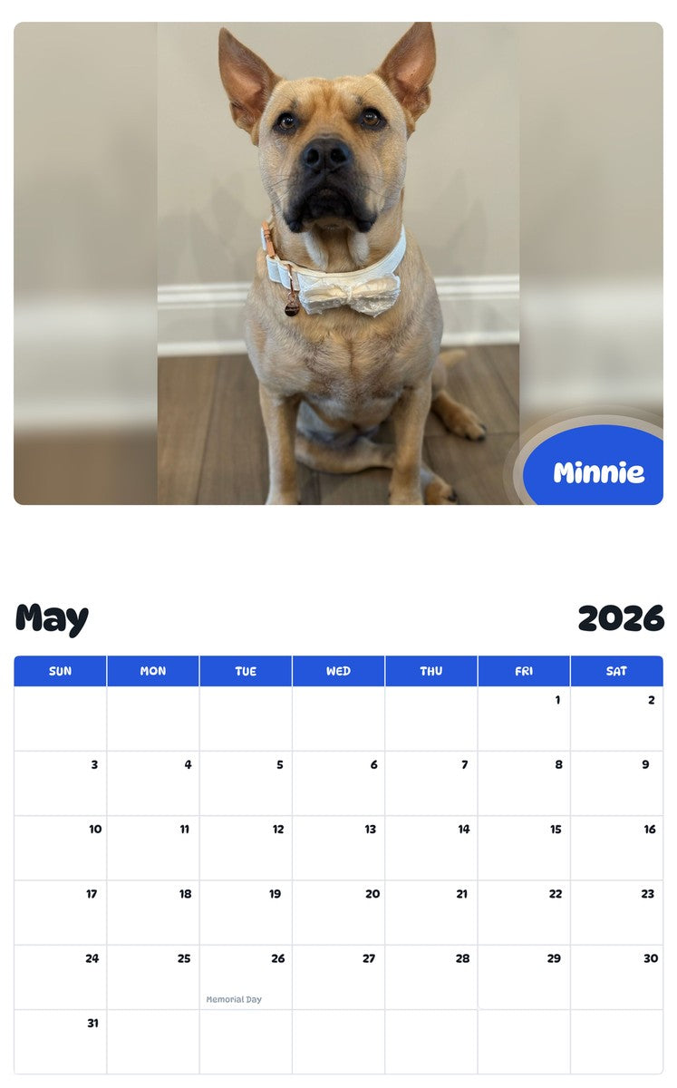 2026 - 2027 Minnie - Pawidols Pet Calendar