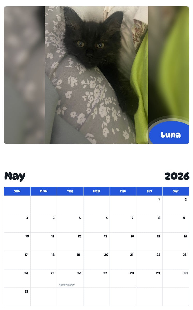 2026 - 2027 Luna - Pawidols Pet Calendar