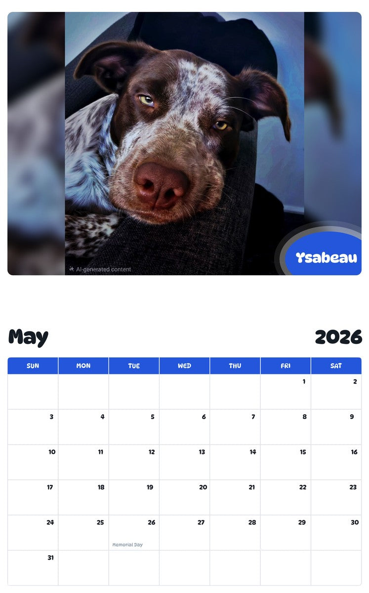 2026 - 2027 Ysabeau - Pawidols Pet Calendar